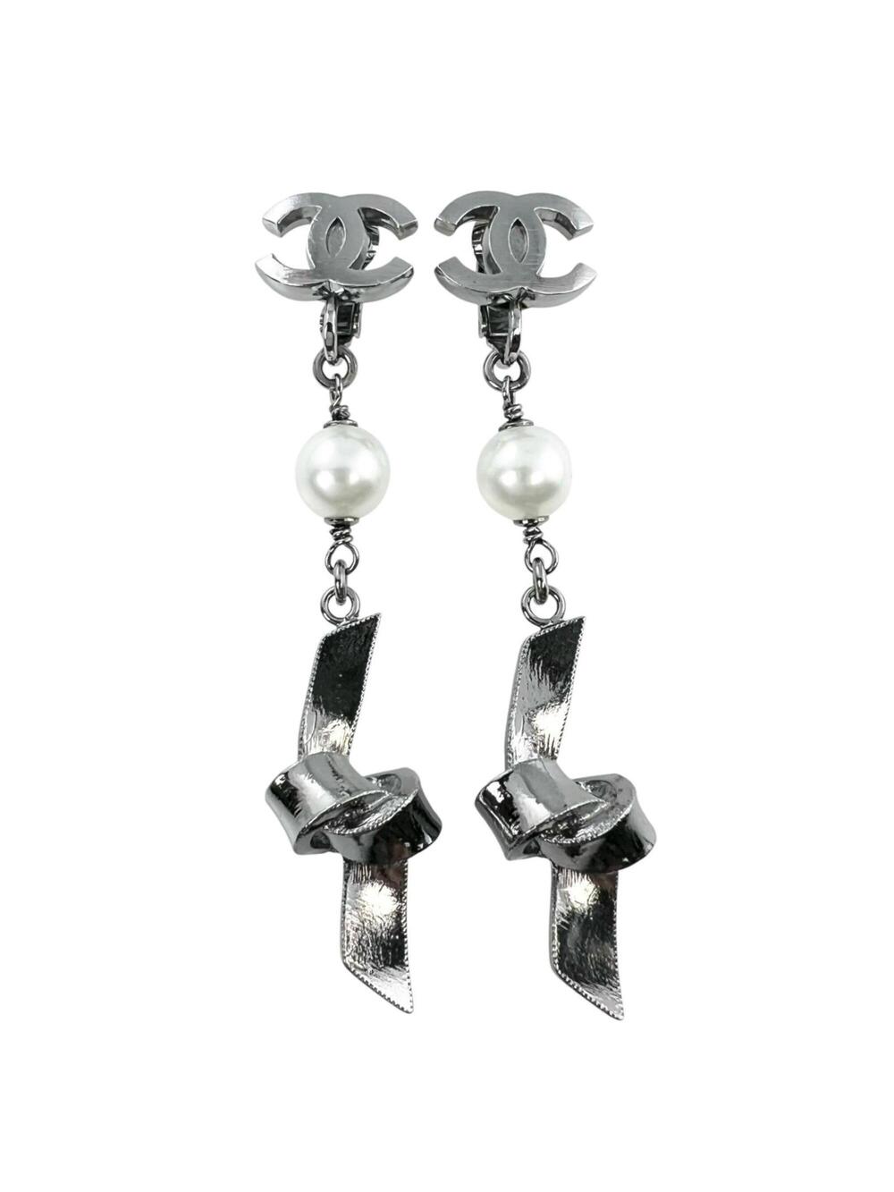 Chanel Cc Logo Clip-On Earrings Silver- #351417C75B
